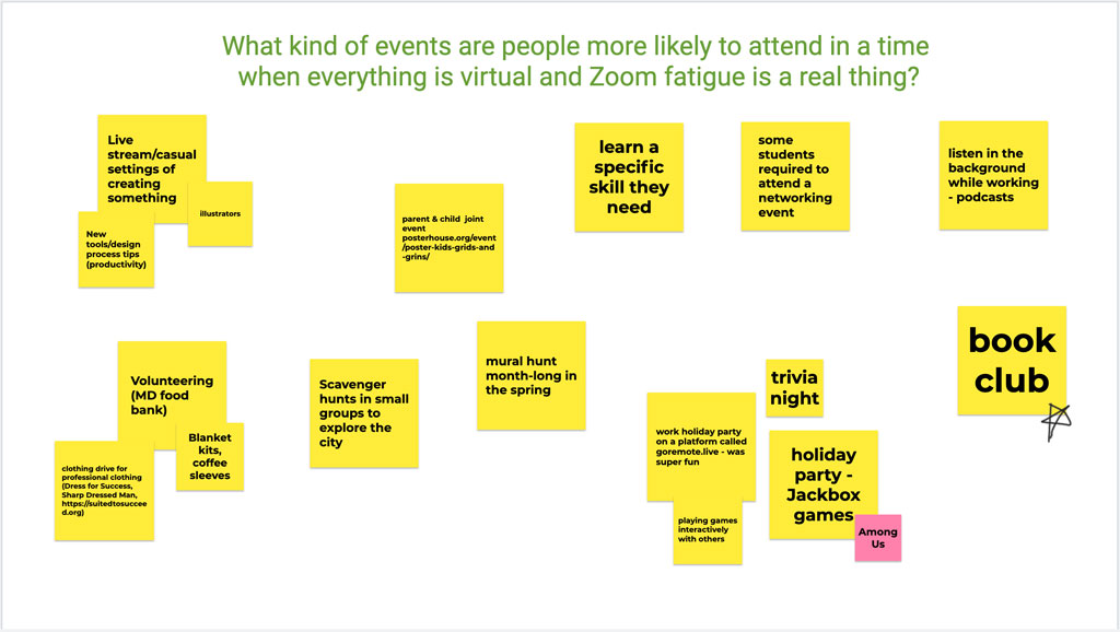 What type of virtual or socially distanced events do people want 