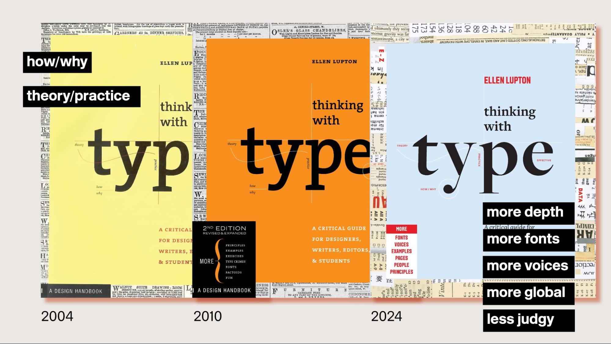 Books covers from different editions of Thinking with Type.